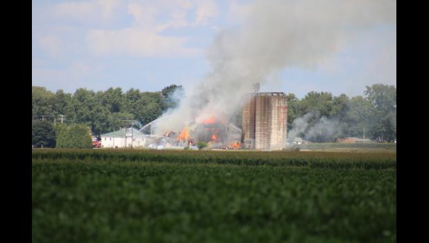 A large fire started at Farmer’s Grain and Supply in Thornhope, located at 3589 E. 900 S., on Thursday afternoon, Aug. 27.