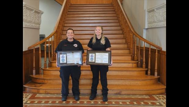 Photo provided. Pulaski County EMS is honored to present their newest paramedics. Pictured (from left to right): Stephanie Foust and Autumn Bailor.