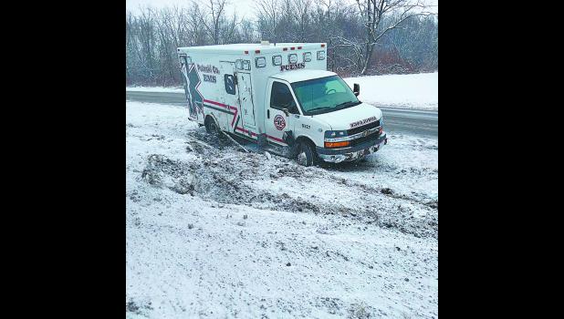 One of several accidents on Dec. 24 involved a Pulaski County EMS vehicle. The single-vehicle accident left the driver and passenger shook up. The two were treated at Pulaski Memorial Hospital and released.