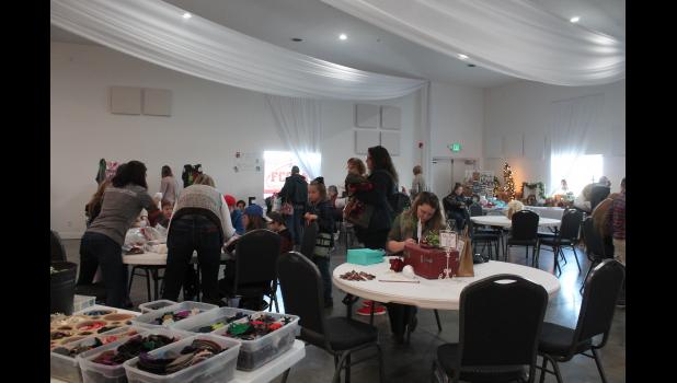 Guests could choose from an assortment of materials to make miniature wreaths.