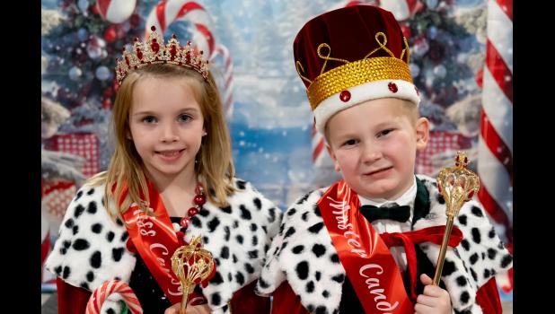 Photo provided. Harper Allen and Hudson Bathke are crowned the first Miss and Master Candy Cane.