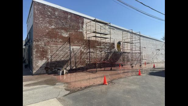 Photo provided. The Montgomery Mercantile & Cafe has been posting updates to their Facebook for the past month on the needed outside wall repairs.