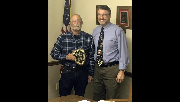 West Central School Corporation’s board members recognized one of their own as Jim Bergens has retired from the board on Dec. 6. Bergens was presented a plaque from school board president Todd Miller thanking him for his several years of service from 1990-1998 and 2000-2018.