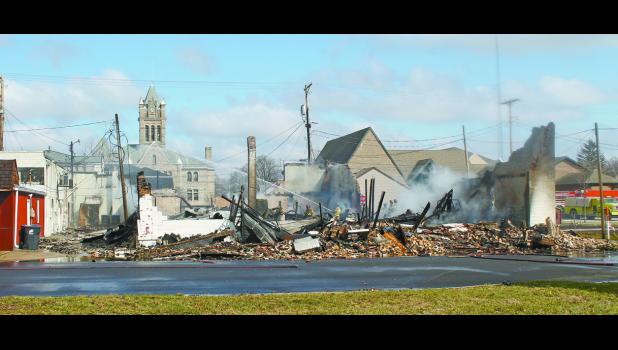After the fire the walls were knocked down and the metal scrap was removed.