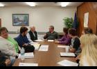 Members of the Winamac Tree Committee recently met to discuss a tree planting event on April 30. Pictured are Judy Heater, Will Kiefer, Fred Zahrt, Winamac Town Manager Brad Zellers, Sam Hinkle, Torrin Garbison, Rachel Ploss and Peyton Newman. Photo Submitted