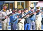 A gun salute is fired by members of the American Legion and VFW during the annual Veterans Day ceremony held at the courthouse.