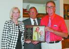 Chuck and Darlene Mellon were the 2016 recipients of the H.J. Halleck Award on April 21. They were congratulated by Dan Frain.