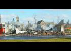 After the fire the walls were knocked down and the metal scrap was removed.