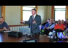 Jeff Peters, of Peters Municipal Consultants, spoke with the county commissioners and council, during a joint session April 8, about the financial crisis the county could face.