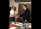 West Central School Board President Todd Miller thanked superintendent Don Street for his service to the school corporation. Street will now be the superintendent at Kankakee Valley School Corporation.