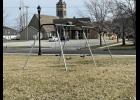 Photo by Megan Galbreath Along with the swing set in the back of the Winamac Town Park, the swing set at the Owen Abbott Memorial Splash Pad will also need ADA compliant surfacing.