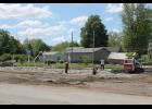 Splashpad features being installed at the location.